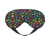 Colorful Dog Paw Print Black Breathable Adjustable Eye Mask Effective Shading Blindfold for Sleeping with Elastic Strap