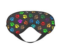 Colorful Dog Paw Print Black Print Soft Eye Mask Lightweight Sleep Aid Breathable Blackout Travel Nap Yoga Meditation