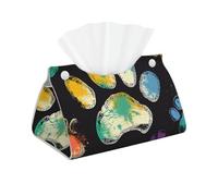 Colorful Dog Paw Print Black Print Tissue Box Cover Foldable Tissue Storage Box Leather Tissue Cube Box Holder for Living Room Bedroom Office Car Home Decor