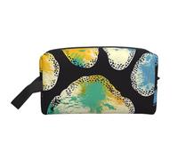 Colorful Dog Paw Print Black Printed Makeup Bag Travel Portable Cosmetic Bag Large Capacity Makeup Case Toiletry Handbag Organiser for Women