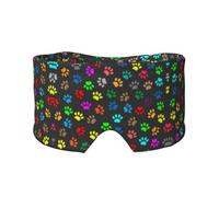 Colorful Dog Paw Print Black Printed Sleeping Blindfold, Padded Ear Warmer Mask, Adjustable Head Wrap, for Deep Relaxation
