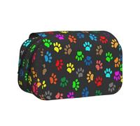 Colorful Dog Paw Print Black Printing Pencil Case for Pencils, Handy Storage Box for Watercolor Pens Or Markers
