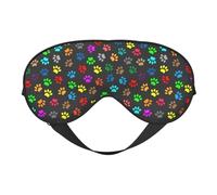 Colorful Dog Paw Print Black Soft Sleep Mask Adjustable Strap Light Blocking Reversible Comfortable Night Mask