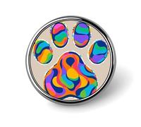 Colorful Dog Paw Print Button Pin Classic Metal Brooch Pin Personalized Round Photo Button Badges Funny Cute Pinback Badge Trendy Cool Lapel Pins Badge for Backpacks Bags Hats Jeans