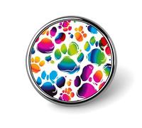 Colorful Dog Paw Print Button Pin,Design Your Own Personalized Pin Back Button Badges Exquisite Round Badge Travel Brooch Metal Decorative Pins for Hat Clothes Backpack
