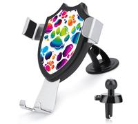 Colorful Dog Paw Print Car Phone Mount Universal Auto Phone Holder Adjustable Cellphone Car Mount 360° Rotation, Dashboard & Windshield & Air Vent Strong Suction Cup Phone Stand Compatible with All Sm
