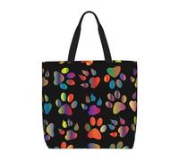 Colorful Dog Paw Print Large Capacity Lightweight Tote Unisex Eco-Friendly Bag Daily Use Travel Beach Gym