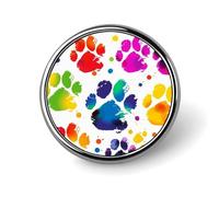 Colorful Dog Paw Print Round Badge Personalized Metal Lapel Pin Badges Fit Clothing Bags Hat Humorous Printed Brooch Badge Party Decorations Accessories for Men Women