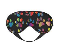 Colorful Dog paw Print Silk Sleep Mask with Adjustable Buckle Stylish Eye Mask for Women Travel Nap Shift Work Office