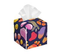 Colorful Dog Paw Print Tissue Box Cover, Leather Tissue Holder Decorative Tissue Box Holder For Kitchen, Bathroom