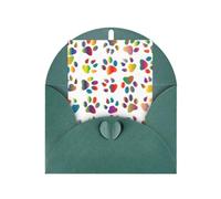 Colorful Dog Paw Print Vertical Greeting Card With Envelope,Greeting Note | Thank You Card For Christmas,Valentine'S Day & Party Invitations