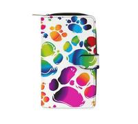 Colorful Dog Paw Print Wallet Multifunctional Leather Wallets for Men Compact Long Wallet Credit Card Holder Passport Bag