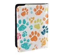Colorful Dog Paw Printed Passport Holder,Travel Pu Leather Passport Cover Case Organiser for Men Women,6.5 Inch