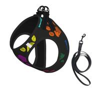 Colorful Dog Paw Rainbow Cute Pet Animal,Pet Harness,Adjustable Reflective Dog Harness,Pet Leash Vest,L
