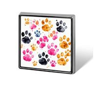 Colorful Dog Paws Badge Aluminum Alloy Square Badges Brooch Pins Vintage Cute Enamel Brooch Badge Cartoon Funny Lapel Pin for Coat Dress Jacket Decoration Accessories
