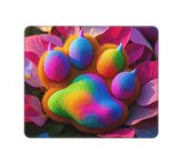 Colorful Dog Paws Gaming Mouse Pad Small Mouse Mat with Stitched Edges Non-Slip Long Desk Pad 12x10 in Desk Mat for Keyboard Home Office Gaming Work