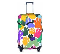 Colorful Dog Paws Luggage Cover Elastic Washable Stretchy Scratch Resistant Travel Cover White/Opulent Garden X-Large, White/Opulent Garden, XL