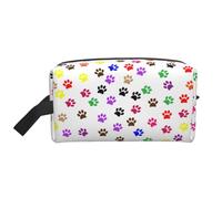 Colorful Dog Paws PrintMakeup Trave Bag for Women,Cosmetic Large Capacity Organizer