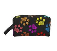 Colorful Dog Paws Rainbow Cute Pet AnimalMakeup Trave Bag for Women,Cosmetic Large Capacity Organizer