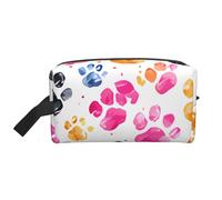 Colorful Dog Paws Water-Resistant Travel Toiletry Organizer Bag, Large Capacity Portable Cosmetic Storage for Gym/Daily Essentials