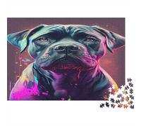 Colorful Dog Portrait 100% Recycled Cardboard Neon Cane Corso 1000Pc Jigsaw Puzzle For Adults Challenging & Brainteasing 38x26cm/1000pcs