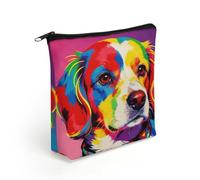 Colorful Dog Portrait Makeup Bag with Sturdy Zipper，Linen Material Storage Bag,Large Capacity And Multi-Purpose Cosmetic Bag for Daily Life, Travel, Outings, Business Trips And Other Occasions