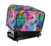 Colorful Dog Portrait Toaster Cover 2 Slice, Waterproof Bread Machine Covers with Pockets Universal Size Kitchen Small Appliance Cover with Handle, Dust and Fingerprint Protection