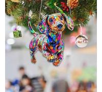Colorful Dogs 2D Acrylic Suncatcher Ornament for Window Decor, Personalized Dachshund Window Hanging Suncatcher Ornament, Dogs Christmas Ornaments, Gifts for Dachshund Dog Lovers & Owners