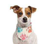 Colorful Dogs Paw Print,Dog Bandanas Cotton Pet Scarf Adjustable Bibs for Pet,S