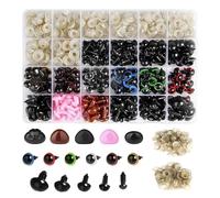 Colorful Doll Eyes and Noses for Crafting - 600 Assorted Plastic Pieces for Teddy Bear Animal and Doll Making Projects (Clear, One Size)