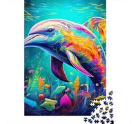 Colorful Dolphin Jigsaw Puzzle for Adults 1000 Piece Jigsaw Puzzle Underwater World Puzzle Game for Family Relaxation Decor Gift 70x50cm/1000pcs