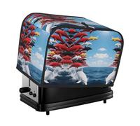 Colorful dolphins Toaster Cover 2 Slice, Waterproof Bread Machine Covers with Pockets Universal Size Kitchen Small Appliance Cover with Handle, Dust and Fingerprint Protection