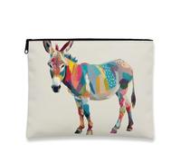 Colorful Donkey Makeup Bag, Artistic Pattern Travel Cosmetic Pouch for Women, Reusable Zipper Organizer, Fun Festival Gift Toiletry Bag, Summer Accessory, Colorful, 7x9 Inch, Donkey