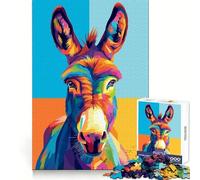 Colorful Donkey Pop Art Portrait 1000 Piece Jigsaw Puzzles Logic Play DownTime Game Family Enjoyable Xmas Santa Gift (38x26cm)