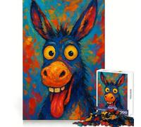 Colorful Donkey Portrait Painting 1000 Piece Jigsaws for Adults Puzzle DownTime Game Decompress Fun Challenge Fine Art (38x26cm)