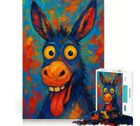 Colorful Donkey Portrait Painting Jigsaw Puzzles for Adults1000 Pieces DownTime Game Calm Daily Fun Challenge Nice Art (50x75cm)