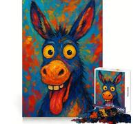 Colorful Donkey Portrait Painting Jigsaw Puzzles for Adults1000 Pieces DownTime Game Calm Daily Fun Challenge Nice Art (50x75cm)