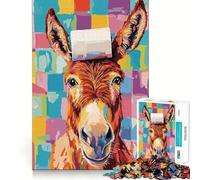 Colorful Donkey with Toilet Paper Roll Teenager Jigsaw Puzzles 1000 Pieces Brain Think Neat Cut Real Challenge Great Gift (38x52cm)