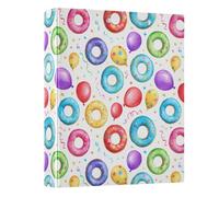 Colorful Donut Balloon 3 Ring Binder 1.5 Inch Round Ring Binder View Binder Holds 200 Documents for Home School Office Use