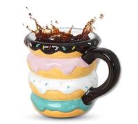 Colorful Donut Mug Cup in Stacked 3D Ceramic Doughnut Design - Unique Coffee Mugs & Donut Gifts for Women - Cute & Fun Mugs for Kids, Home or Office - Novelty Decor Coffee Mug Gifts for Girls (18 oz)
