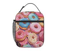 Colorful Donuts Glazes Sprinkles Pattern Kids Insulated Lunch Bag for Boys Girls, Leakproof Reusable Bento Tote Toddler Lunch Bag, Portable Thermal Cooler Lunchbox for School Picnic Travel Daycare
