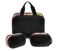 Colorful Donuts Makeup Bag for Women Men, Cute Donuts Translucent Cosmetic Bag Wash Pouch Shower Bag 3 Pcs Travel Toiletry Toiletries Cosmetic Organizer