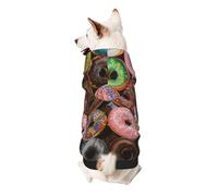 Colorful Donuts Printed Dog Hoodie Soft Dog Sweatshirt Cute Cat Dog Clothes for Small Dogs Kitten Puppy, XL