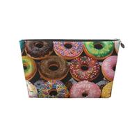 Colorful Donuts Printed Travel Cosmetic Bags with Silver Zipper Makeup Organizer Cosmetic Case Toiletry Bag for Women Mom Girls