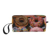 Colorful Donuts Prints Cosmetic Bag Makeup Bags for Women Travel Toiletry Bag Accessories Organizer with Handle, Zipper Closure