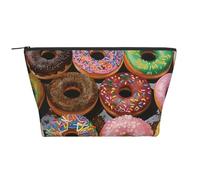 Colorful Donuts Prints Trapezoid Makeup Bag Travel Cosmetic Organizer with Foam Padding for Gym, Office, and Weekend Trips
