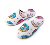 Colorful Donuts with Sprinkles Slippers Women Winter Warm Cotton Hotel Slippers Anti-Slip Bedroom Slip-Ons Shoes 40-41_（9-10）