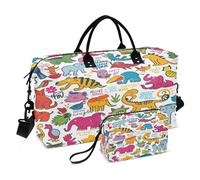 Colorful Doodle Animals A Travel Duffel Bags with Toiletry Bag and Adjustable Strap for Travel Gym Yoga Weekend Duffle Bag