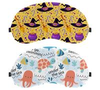 Colorful Doodle Octopus Dolphin Fish 2-Pack Light-Blocking Soft Breathable Sleep Mask Eye Masks Sleeping Mask