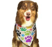 Colorful Doodle Paw Dog Bandanas Adjustable Kerchief Triangle Bibs Scarf Washable Soft Pet Bandanas for Medium Large Puppy Cats Pet Costume Accessories Decoration